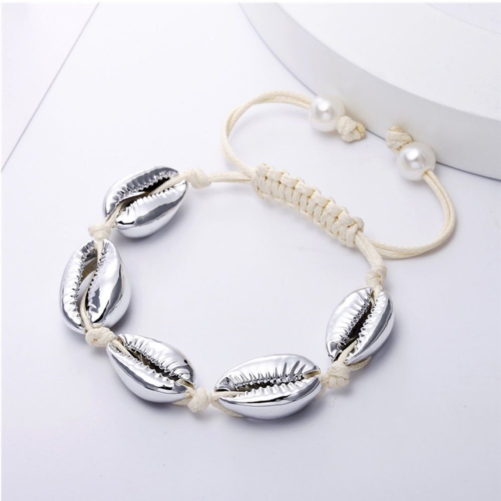 Bohemian Puka Shell Bracelet Adjustable SILVER